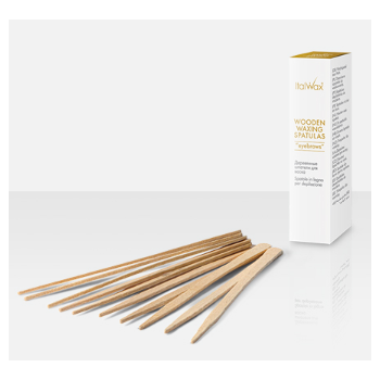 ItalWax Holzspatel Eyebrows für Augenbrauen 50 Stk. zum Auftragen von Filmwachs oder Büchsenwachs