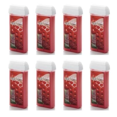 8er Pack Wachspatrone Erdbeere von ItalWax für die Haarentfernung an Beinen, Arme, Brust und Rücken 
