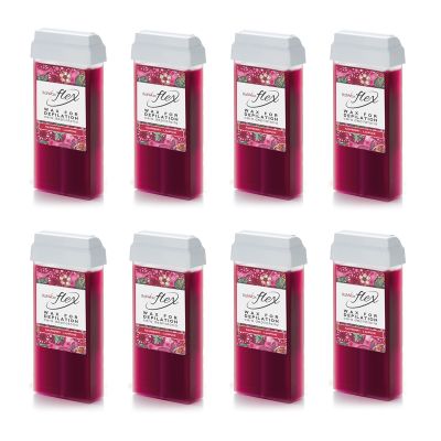 ItalWax 8er Pack Wachspatrone 100ml Flex Himbeere für Beine, Arme, Brust und Rücken 