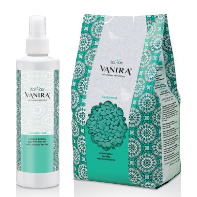 ItalWax Set Vanira Sandal Perlenwachs 1 Kg und Vanira Sandal Öl